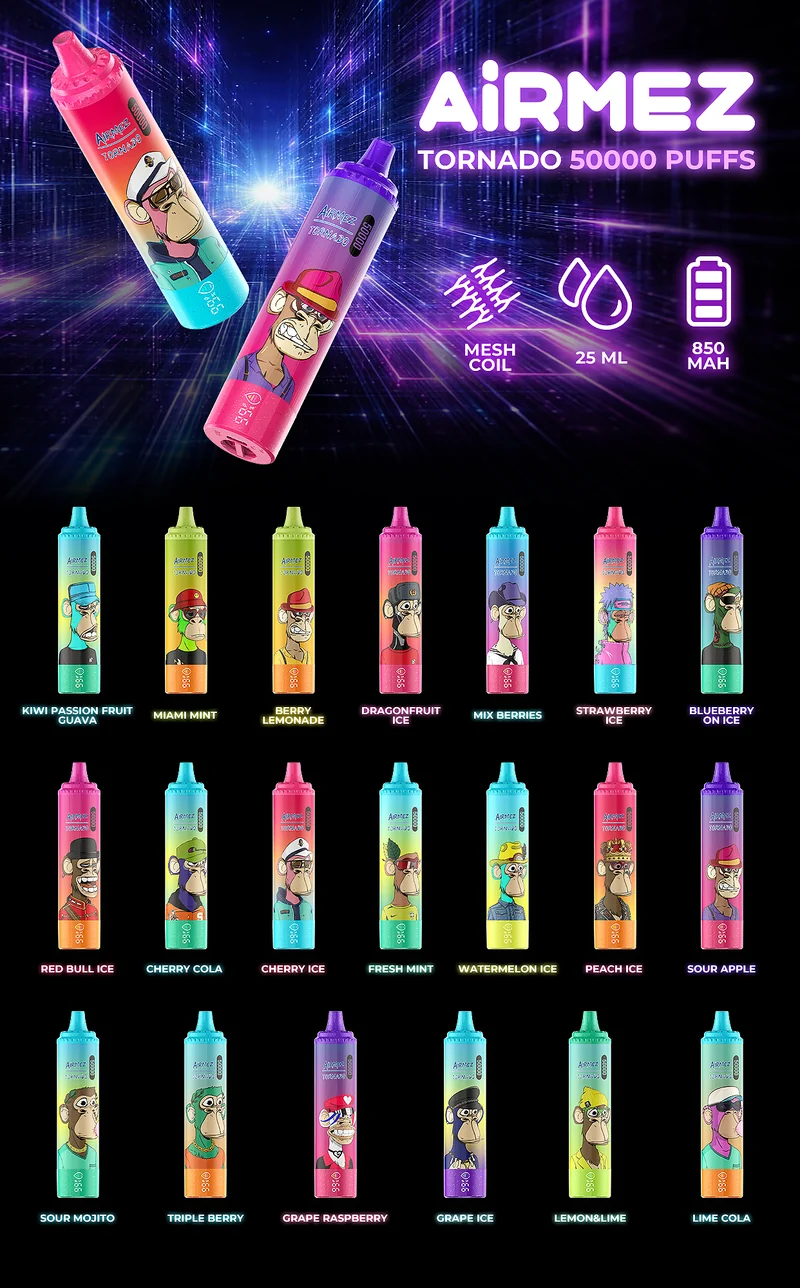 AiRMEZ Tornado 50K Puffs Einweg Kit 25ml - 💥 Nehme 4 Zahle NUR 3! + Ab einem Einkauf von 100€ 2 Mystery Gratis💥