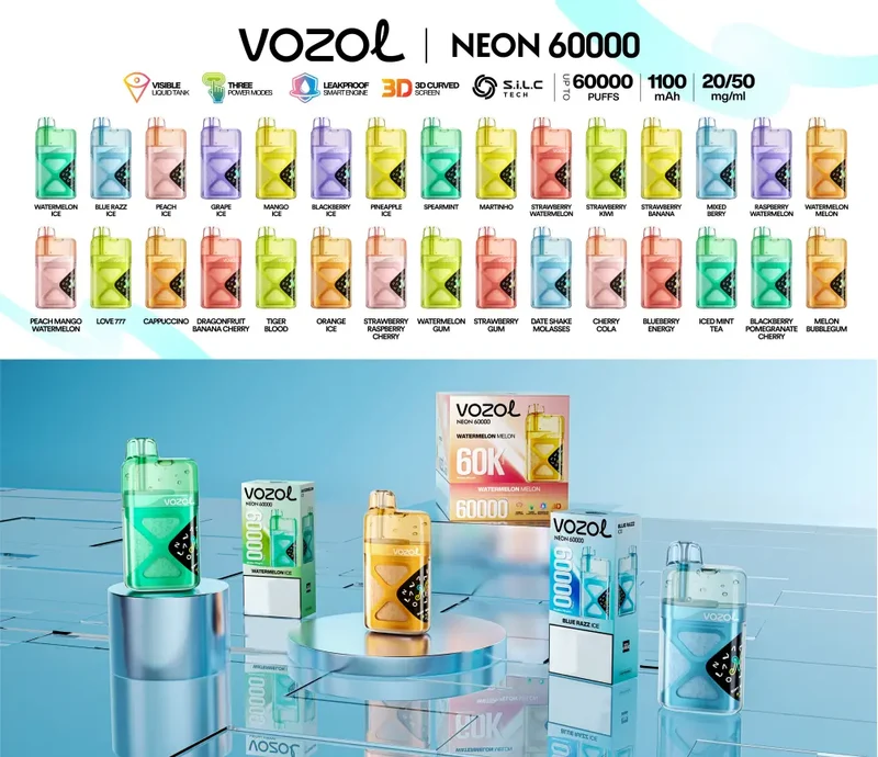 VOZOL NEON 60K 60000 Puffs Wiederaufladbares Einweg Kit - 💥 Nehme 4 Zahle NUR 3! + Ab einem Einkauf von 100€ 2 Mystery Gratis💥