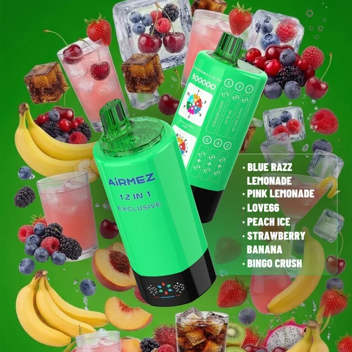Airmez 12in1 300K 300000 Puffs Einweg Kit 90ml - 💥 Nehme 4 Zahle NUR 3! + Ab einem Einkauf von 100€ 2 Mystery Gratis💥