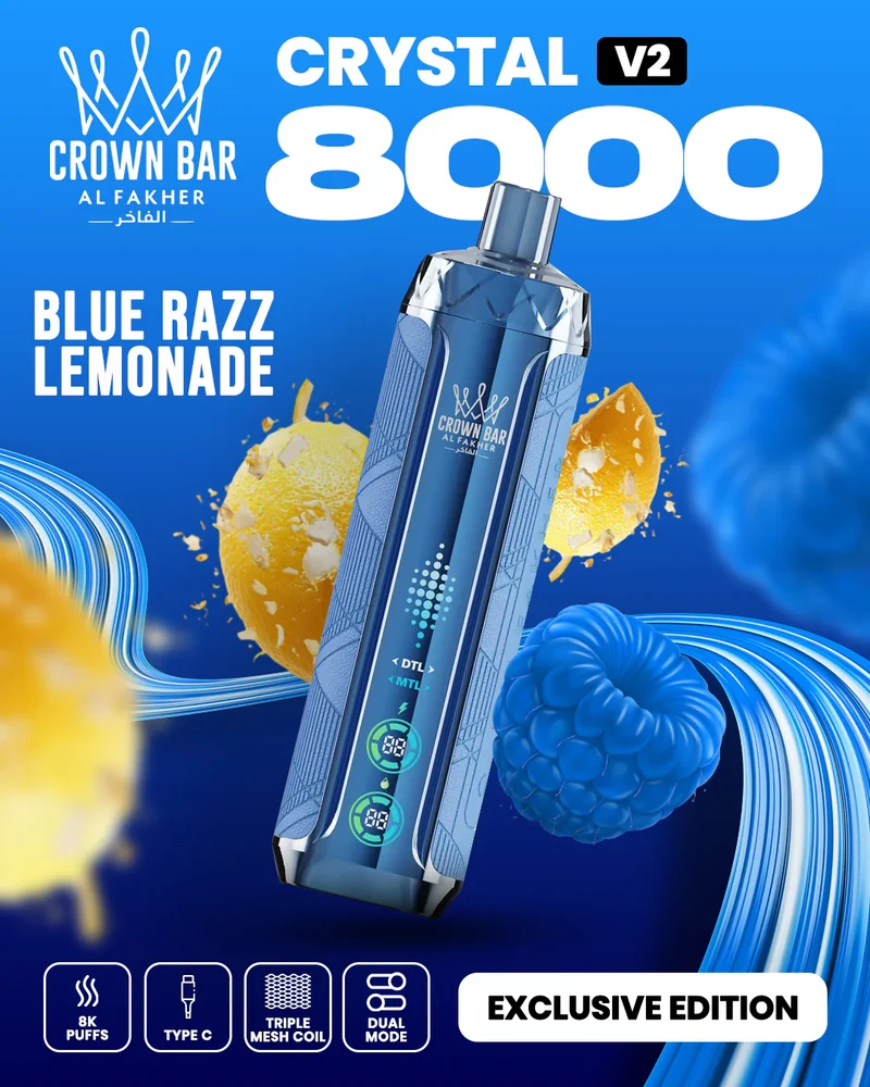 AL Fakher Crown Bar 8000 Crystal V2 Einweg Kit - 💥 Nehme 5 Zahle NUR 4! + Ab einem Einkauf von 100€ 2 Mystery Gratis💥