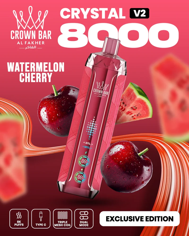 AL Fakher Crown Bar 8000 Crystal V2 Einweg Kit - 💥 Nehme 5 Zahle NUR 4! + Ab einem Einkauf von 100€ 2 Mystery Gratis💥