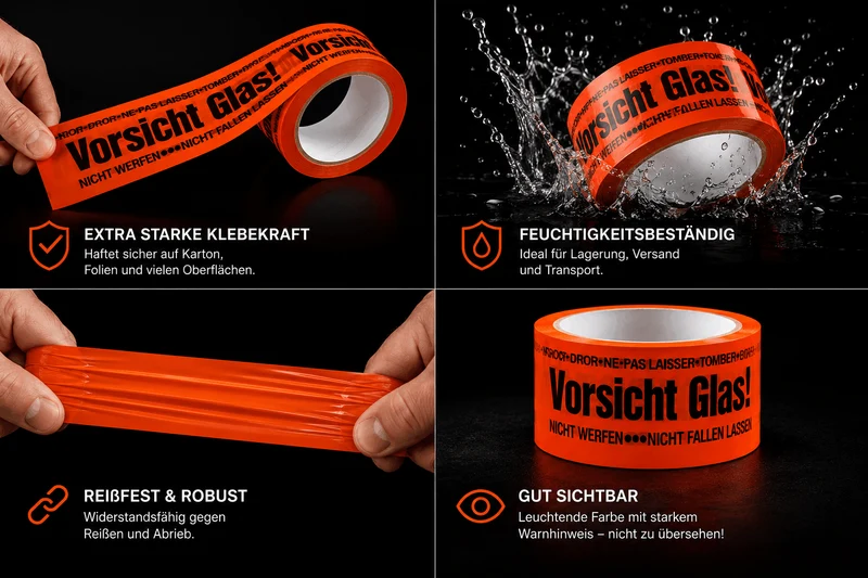 Klebeband Vorsicht Glas 66m 48mm