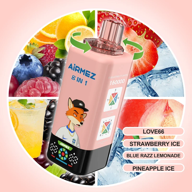 AIRMEZ FOX 8 IN 1 160K 160000 Puffs Einweg Kit - 💥 Nehme 4 Zahle NUR 3! + Ab einem Einkauf von 100€ 2 Mystery Gratis💥