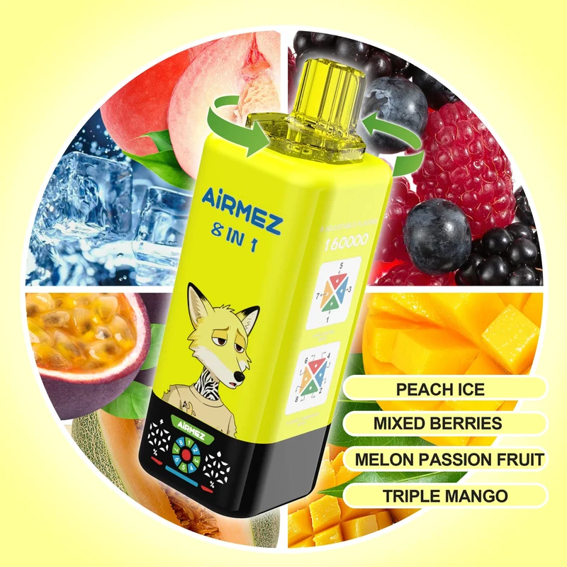 AIRMEZ FOX 8 IN 1 160K 160000 Puffs Einweg Kit - 💥 Nehme 4 Zahle NUR 3! + Ab einem Einkauf von 100€ 2 Mystery Gratis💥