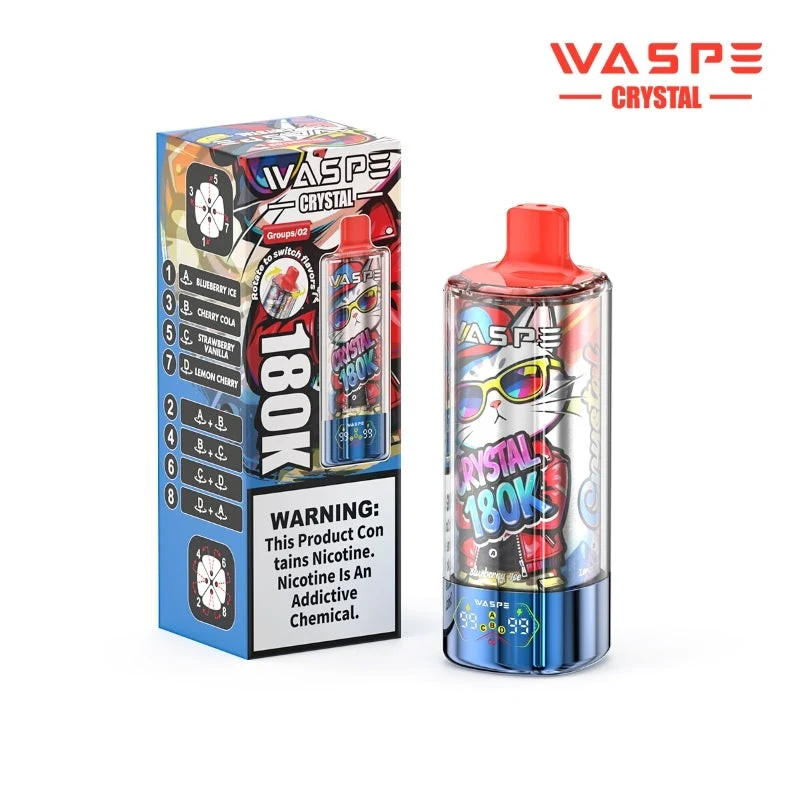 WASPE Crystal 8-in-1 180K 180000 Puffs Einweg Kit 68ml - 💥 Nehme 4 Zahle NUR 3! + Ab einem Einkauf von 100€ 2 Mystery Gratis💥