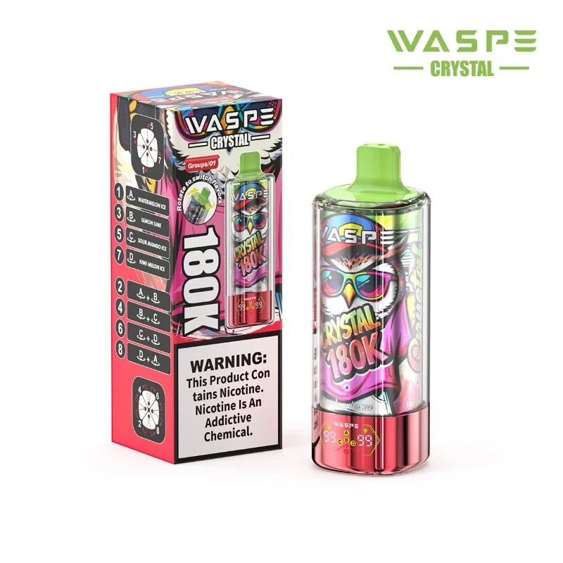 WASPE Crystal 8-in-1 180K 180000 Puffs Einweg Kit 68ml - 💥 Nehme 4 Zahle NUR 3! + Ab einem Einkauf von 100€ 2 Mystery Gratis💥