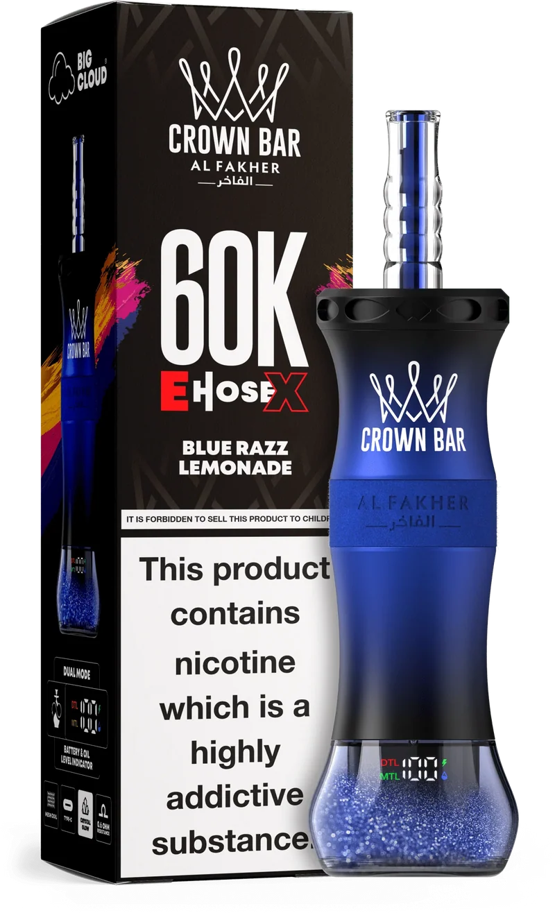 AL Fakher Crown Bar 60K 60000 Puffs E-Hose X Einweg Kit - 💥 Nehme 4 Zahle NUR 3! + Ab einem Einkauf von 100€ 2 Mystery Gratis💥