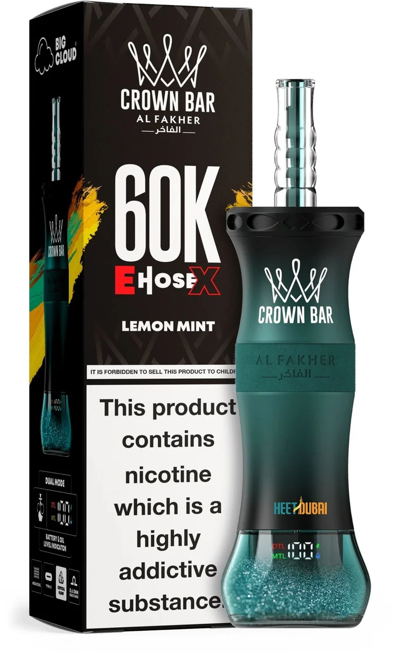 AL Fakher Crown Bar 60K 60000 Puffs E-Hose X Einweg Kit - 💥 Nehme 4 Zahle NUR 3! + Ab einem Einkauf von 100€ 2 Mystery Gratis💥