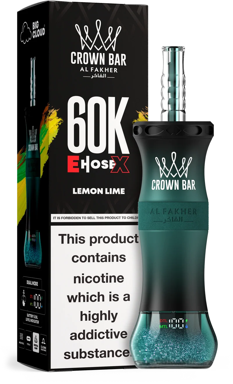 AL Fakher Crown Bar 60K 60000 Puffs E-Hose X Einweg Kit - 💥 Nehme 4 Zahle NUR 3! + Ab einem Einkauf von 100€ 2 Mystery Gratis💥