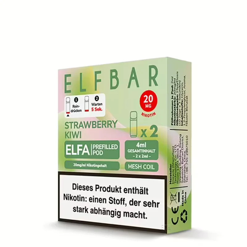 2x Elfbar Elfa Einweg Pod - Strawberry Kiwi - 20mg Nikotinsalz 2ml