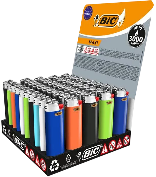 Feuerzeug BiC Maxi J 26 Farbig, Einzeln