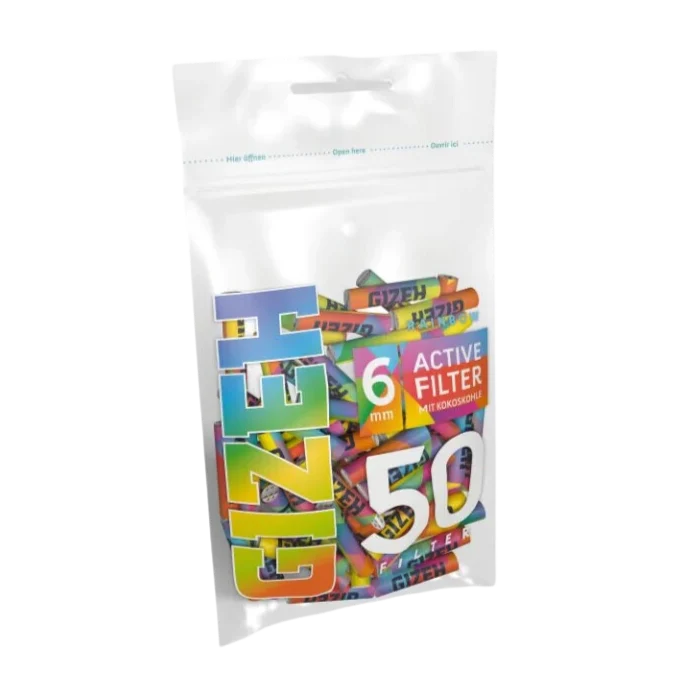GIZEH - Active Filter 6mm - Rainbow - Bag 210Stk.