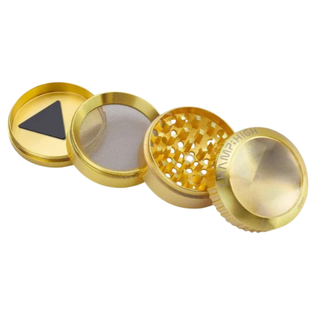 Champ High - Grinder Magnifier Gold mit Lupe und Staufach - 50mm - 4 Layers