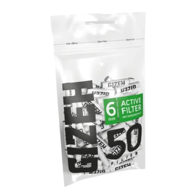GIZEH - Active Filter 6mm - Black - Bag 50Stk.
