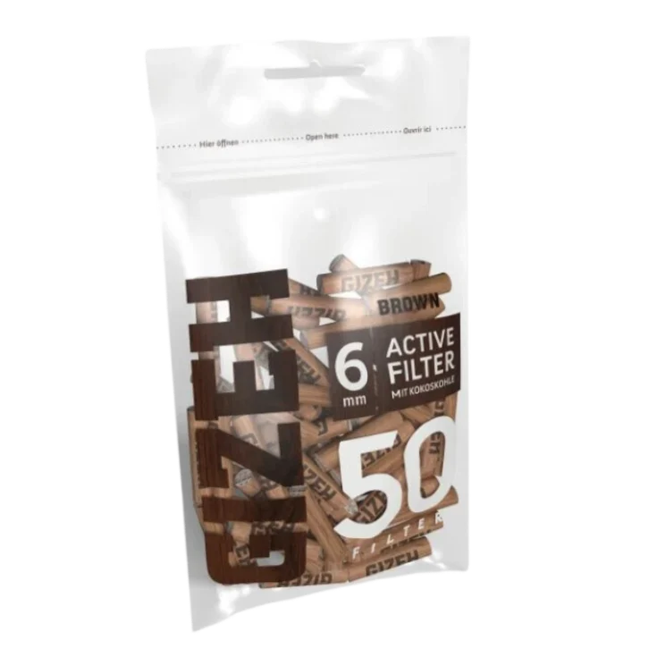 GIZEH - Active Filter 6mm - Brown - Bag 50Stk.