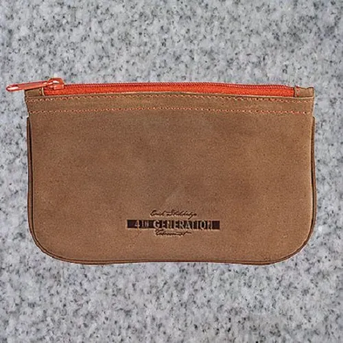 Eric Stokkebye: 4TH GENERATION LEATHER ZIPPER POUCH - BROWN