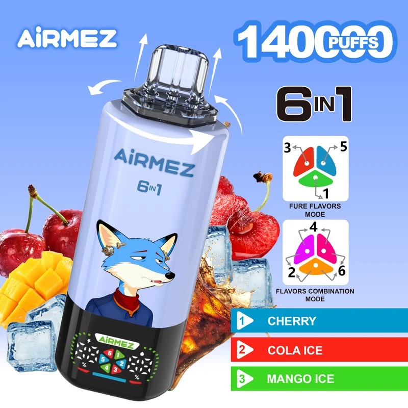 Airmez Fox 6in1 140K 45ml Einweg Kit (140000 Puffs) - 💥 Nehme 4 Zahle NUR 3! + Ab einem Einkauf von 100€ 2 Mystery Gratis💥
