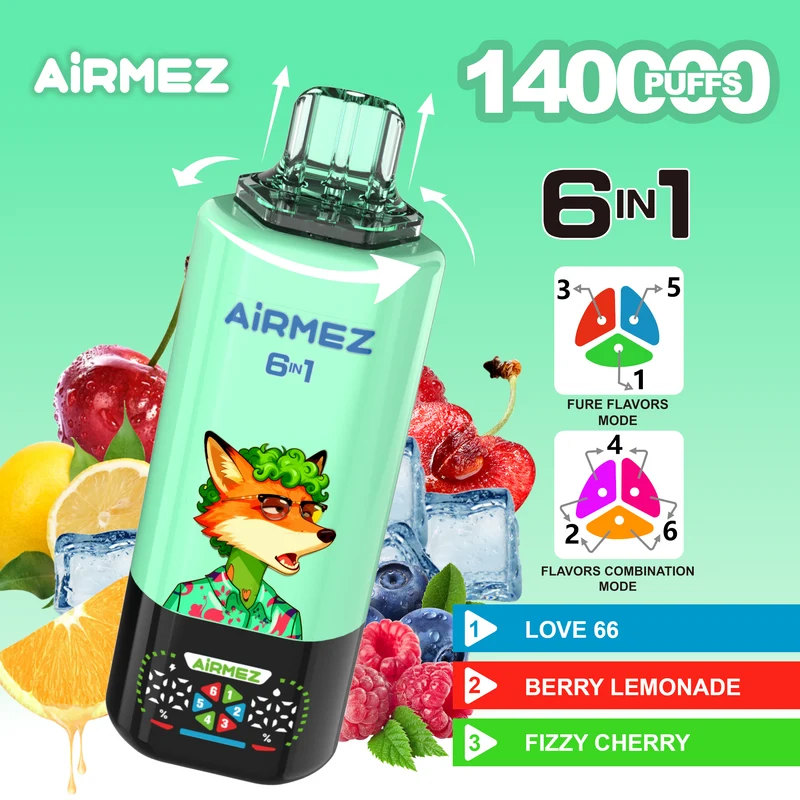 Airmez Fox 6in1 140K 45ml Einweg Kit (140000 Puffs) - 💥 Nehme 4 Zahle NUR 3! + Ab einem Einkauf von 100€ 2 Mystery Gratis💥