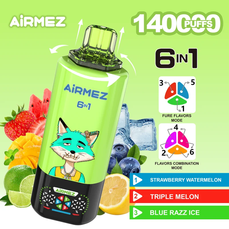 Airmez Fox 6in1 140K 45ml Einweg Kit (140000 Puffs) - 💥 Nehme 4 Zahle NUR 3! + Ab einem Einkauf von 100€ 2 Mystery Gratis💥