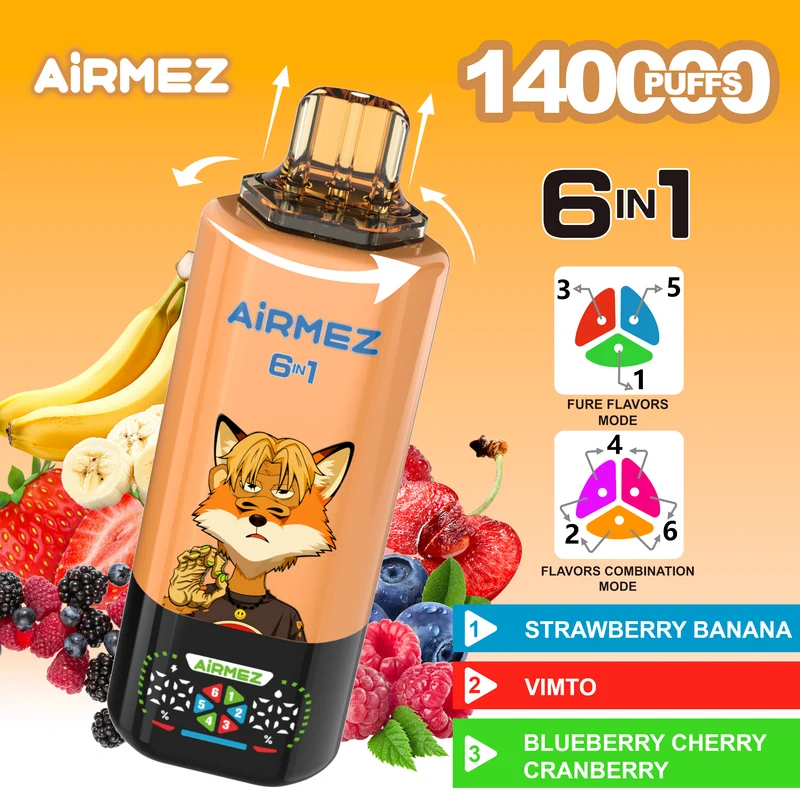 Airmez Fox 6in1 140K 45ml Einweg Kit (140000 Puffs) - 💥 Nehme 4 Zahle NUR 3! + Ab einem Einkauf von 100€ 2 Mystery Gratis💥
