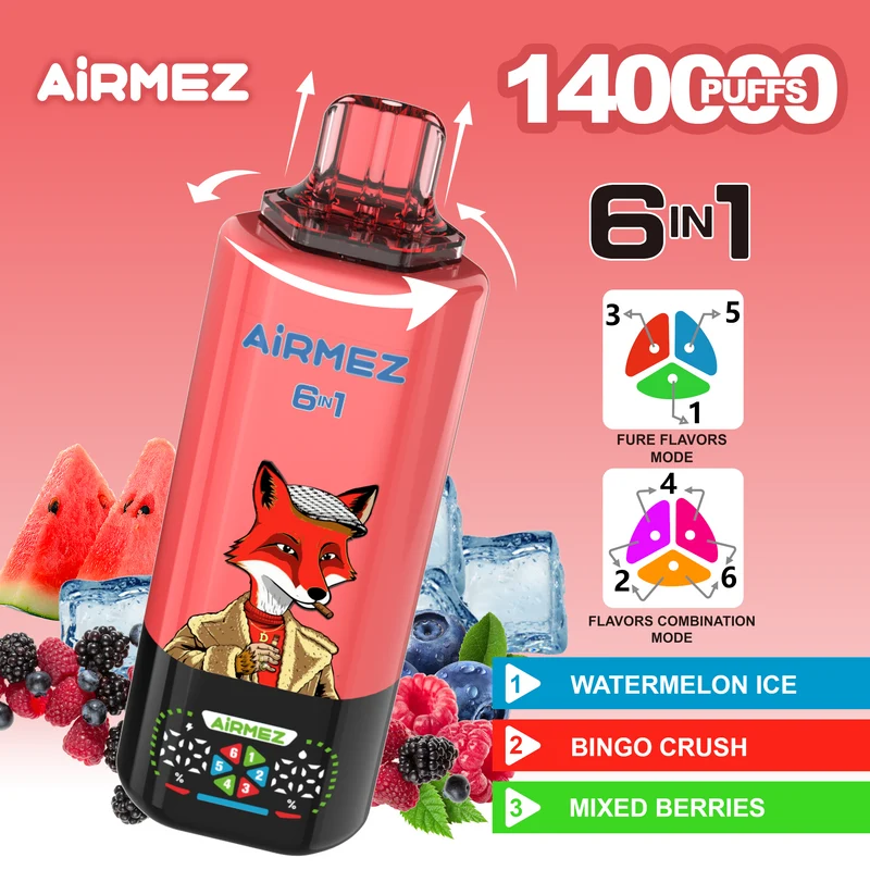 Airmez Fox 6in1 140K 45ml Einweg Kit (140000 Puffs) - 💥 Nehme 4 Zahle NUR 3! + Ab einem Einkauf von 100€ 2 Mystery Gratis💥