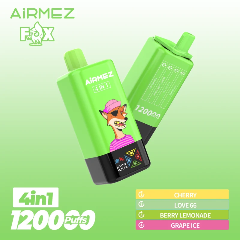 AiRMEZ Fox 4in1 120K 60ml Einweg Kit (120000 Puffs) - 💥 Nehme 5 Zahle NUR 4! + Ab einem Einkauf von 100€ 2 Mystery Gratis💥