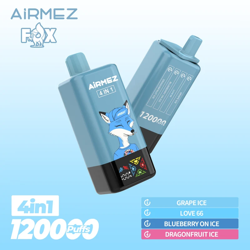 AiRMEZ Fox 4in1 120K 60ml Einweg Kit (120000 Puffs) - 💥 Nehme 5 Zahle NUR 4! + Ab einem Einkauf von 100€ 2 Mystery Gratis💥