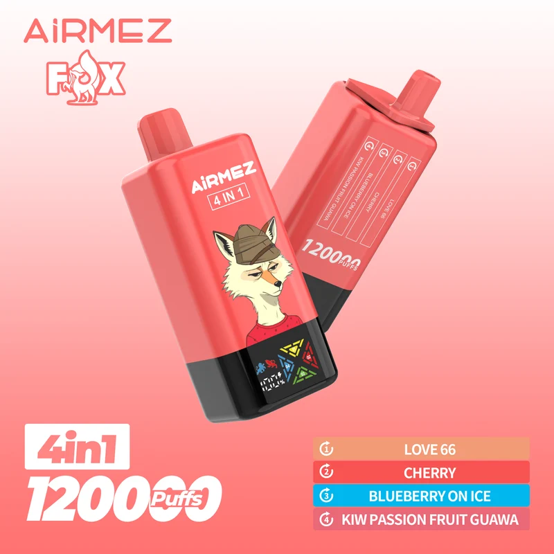 AiRMEZ Fox 4in1 120K 60ml Einweg Kit (120000 Puffs) - 💥 Nehme 5 Zahle NUR 4! + Ab einem Einkauf von 100€ 2 Mystery Gratis💥