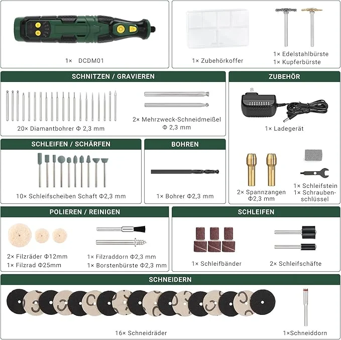 Akku Dremel Multifunktions Werkzeug 7.2V 2.4Ah Werkzeug 68 tlg