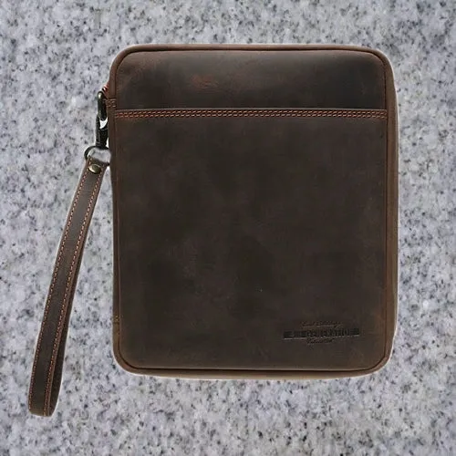 Eric Stokkebye: 4TH GENERATION KENZO LEATHER 4 PIPE COMBO POUCH - HUNTER BROWN