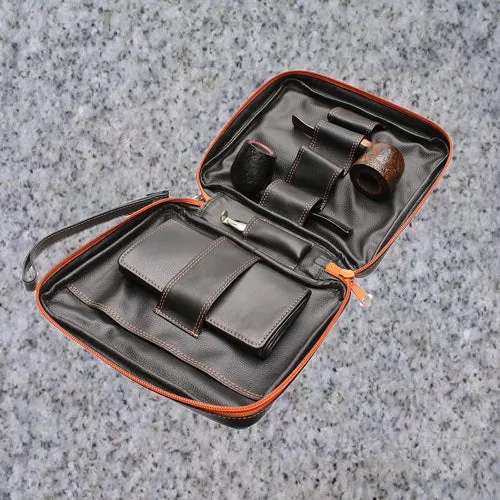 Eric Stokkebye: 4TH GENERATION KENZO LEATHER 4 PIPE COMBO POUCH - BLACK