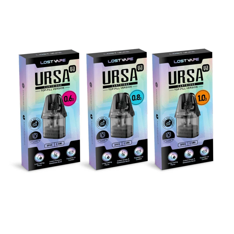 Lost Vape Ursa V3 Pod Kartusche für Ursa Nano /Ursa Nano 2 / Ursa Nano 3 / Ursa Nano Pro / Ursa Nano Air / Ursa Nano S 2 / Ursa Baby / Ursa Baby 2 / Ursa Baby 3 / Ursa Baby Pro / Ursa Pro / Ursa S Kit 2,5 ml (3 Stück/Packung)