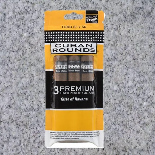 CUBAN ROUNDS TORO NATURAL (6" x 50) Fresh Pack of 3