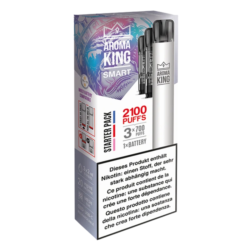 Aroma King - Smart Starterset - 1x Akkuträger weiss & 3x Pods 20mg