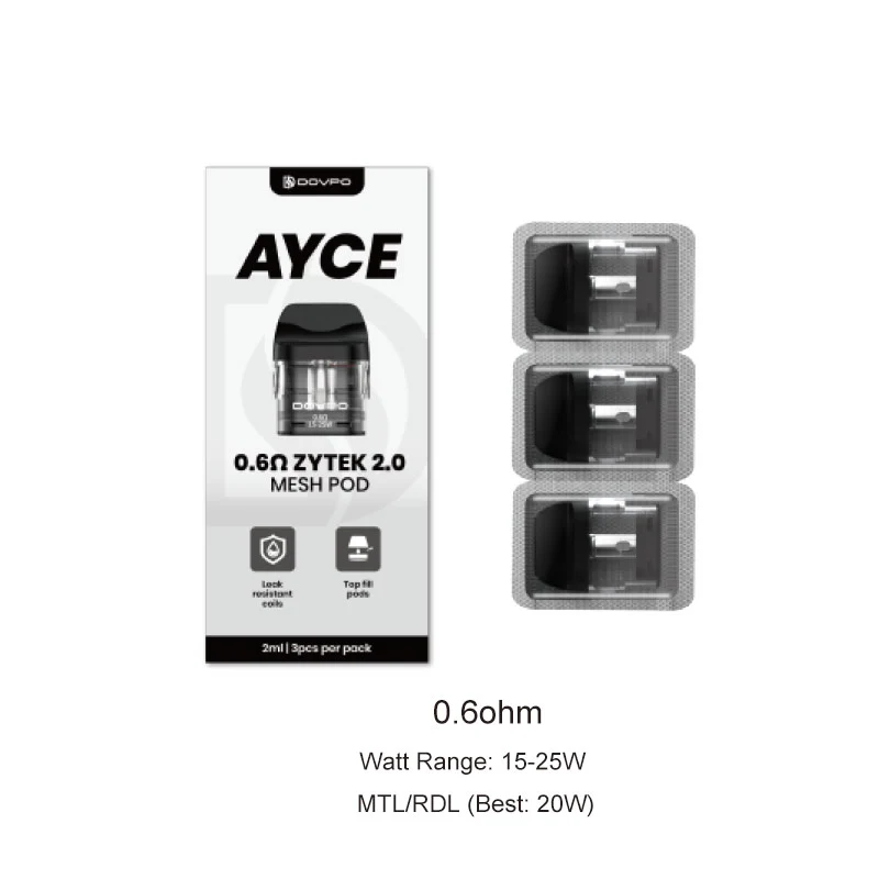 DOVPO Ayce Zytek 2.0 Mesh Pod Kartusche für Ayce Pro 2 / Ayce Mini 2 / Ayce Lite Kit 2 ml (3 Stück/Packung)
