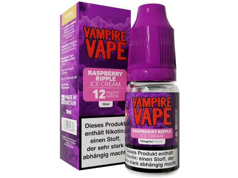 Vampire Vape - Dessert Collection - Raspberry Ripple Ice Cream - 10ml Fertigliquid (Nikotin)