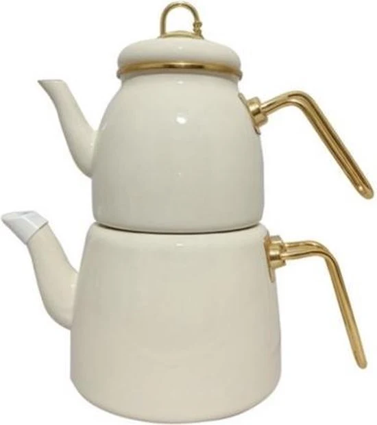 Elite Class Emaille Teekannen-Set Creme
