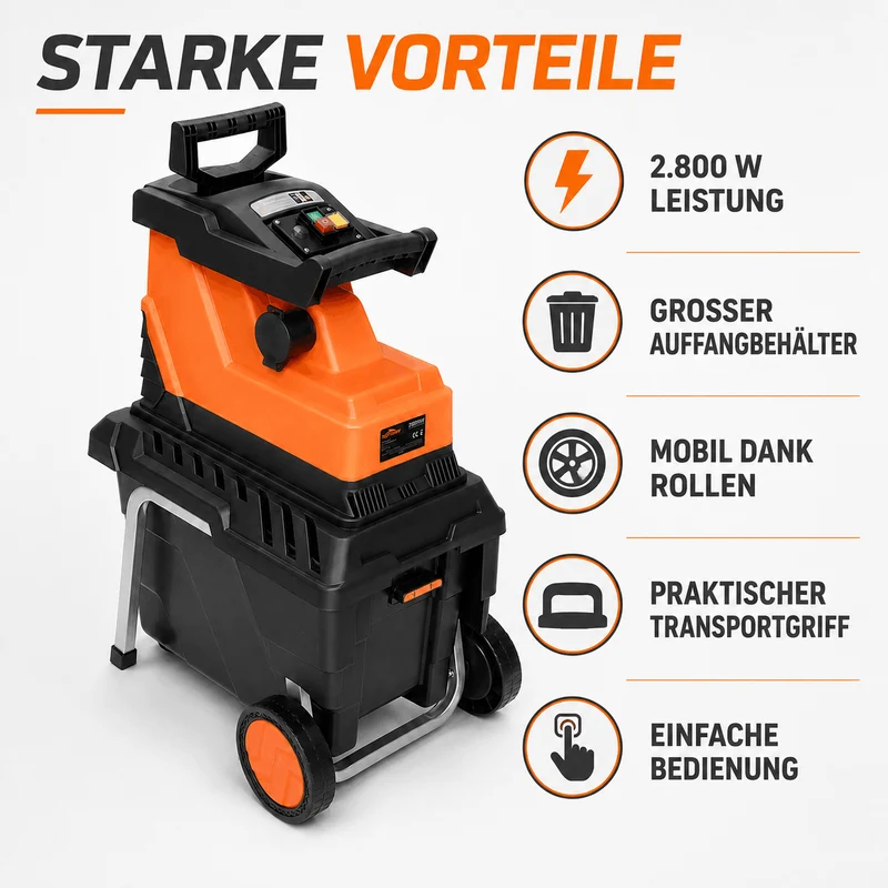 Topshak Asthäcksler Zerkleinerer 2800 W Häcksler TS-WS1