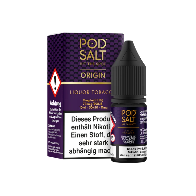 Pod Salt Origin Liquor Tobacco Nikotinsalz Liquid – Tabak & Lakritze 10ml