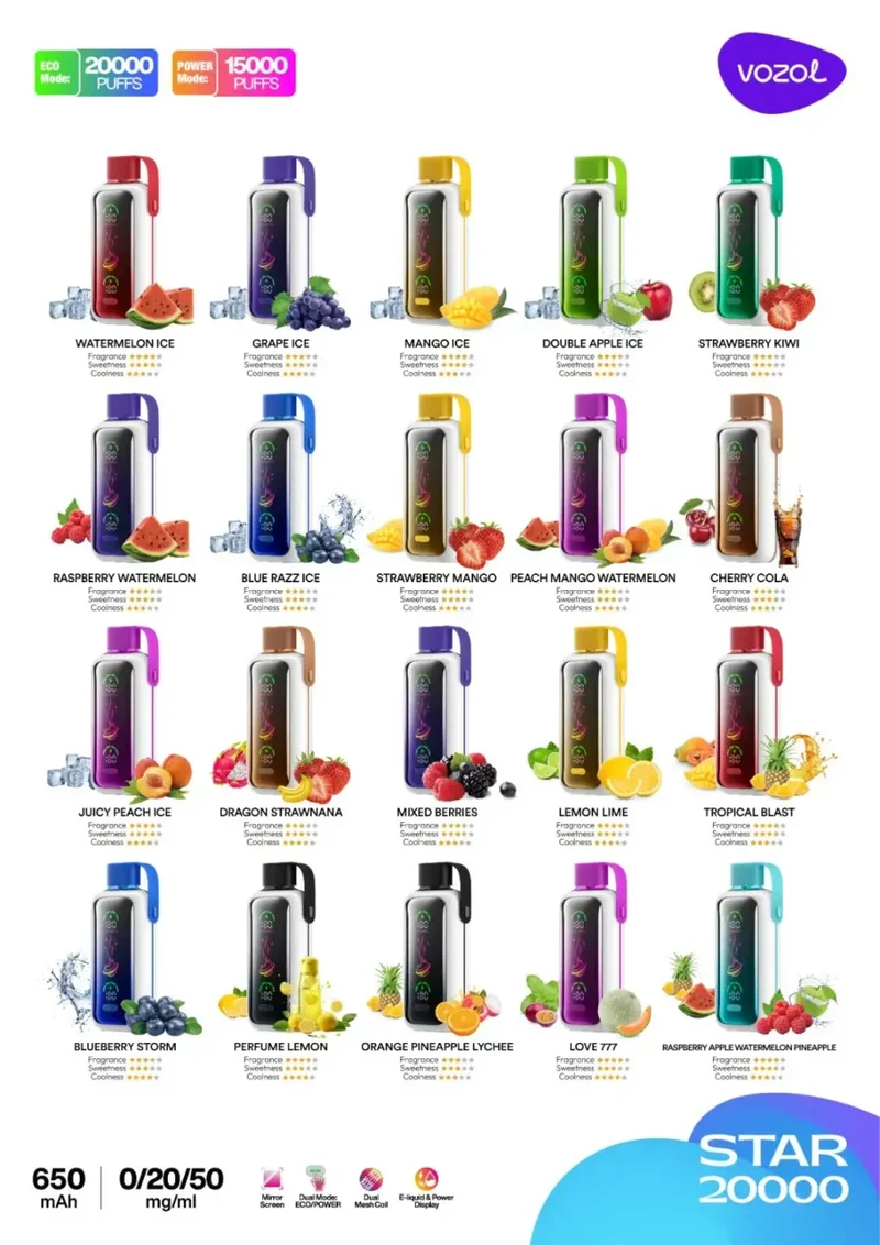 [Clearance Sale] Vozol Star 20000 Puffs Dual Power Wiederaufladbarer Einweg Kit - 💥 Nehme 4 Zahle NUR 3! + Ab einem Einkauf von 100€ 2 Mystery Gratis💥
