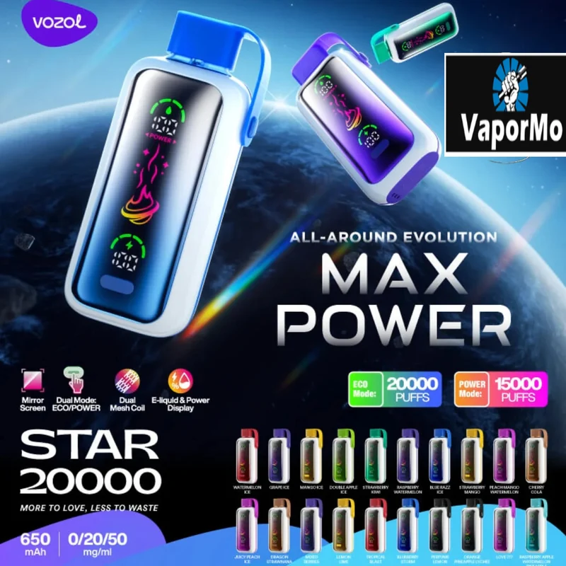 [Clearance Sale] Vozol Star 20000 Puffs Dual Power Wiederaufladbarer Einweg Kit - 💥 Nehme 4 Zahle NUR 3! + Ab einem Einkauf von 100€ 2 Mystery Gratis💥