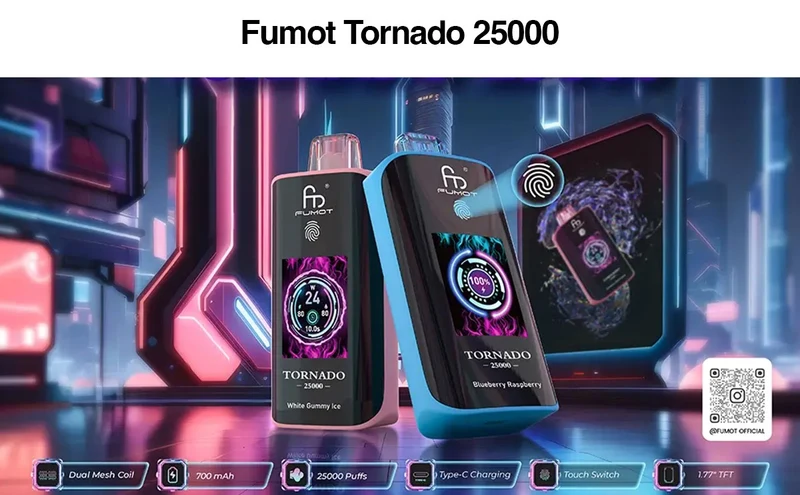 [Clearance Sale] Fumot Randm Tornado 25000 25K Puffs Wiederaufladbares Einweg Kit (Touch Switch) - 💥 Nehme 4 Zahle NUR 3! + Ab einem Einkauf von 100€ 2 Mystery Gratis💥