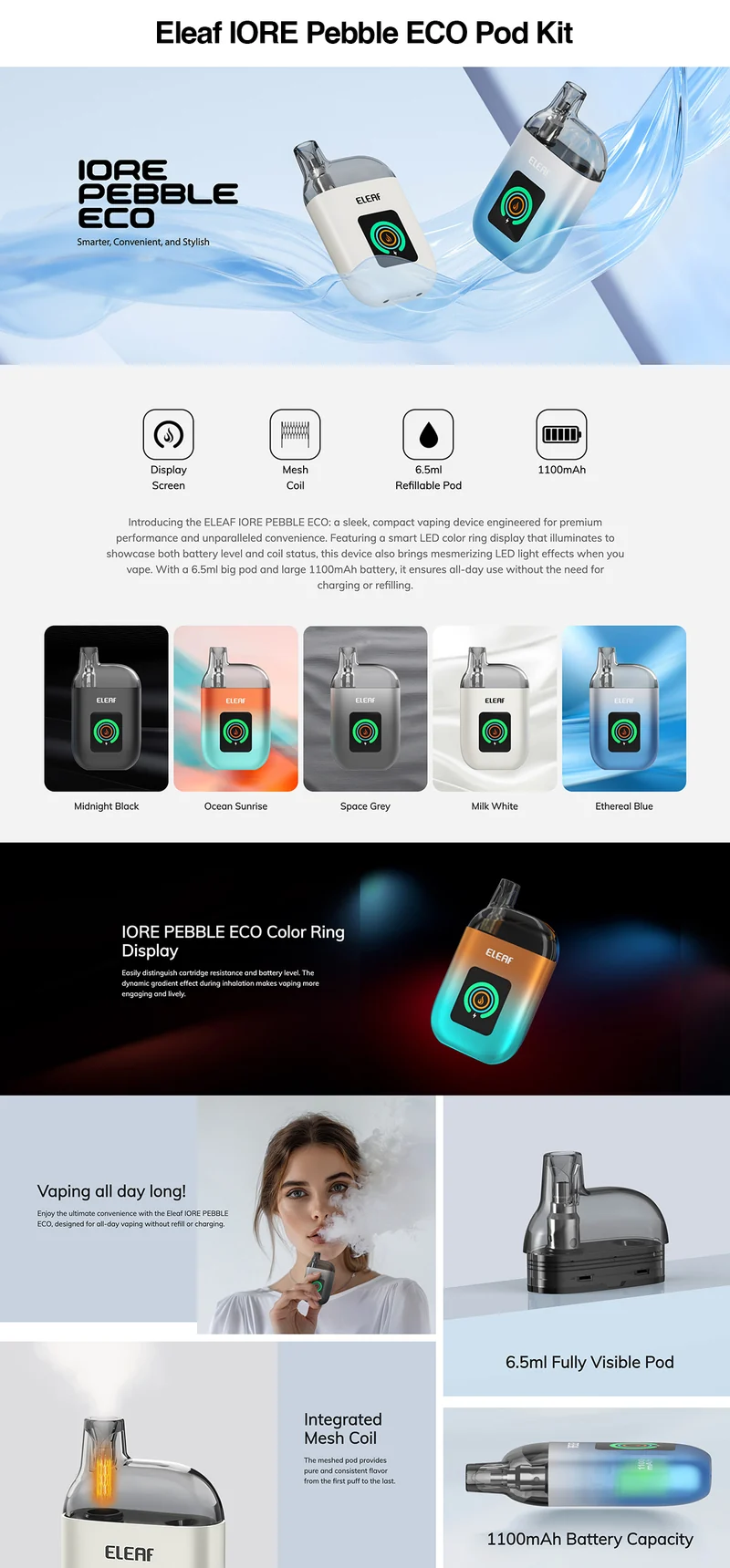Eleaf IORE Pebble ECO Kit 1100mAh