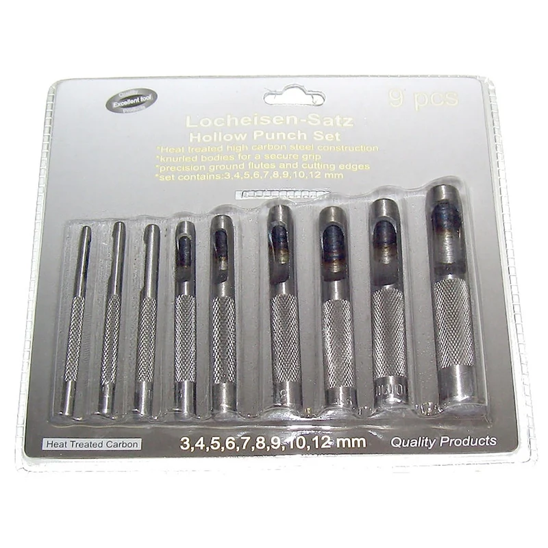 Locheisen-Set 3-12mm 9 tlg.