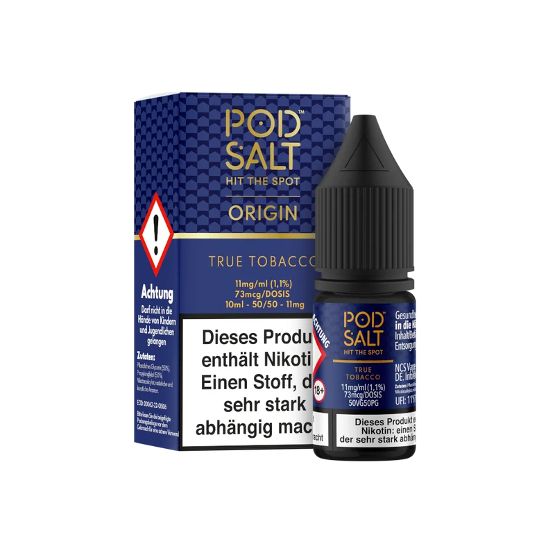 Pod Salt Origin True Tobacco Nikotinsalz Liquid - 10ml E-Zigarette Tabak