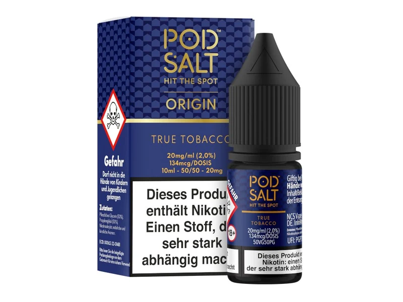 Pod Salt Origin True Tobacco Nikotinsalz Liquid - 10ml E-Zigarette Tabak