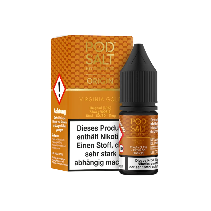 Pod Salt Origin Virginia Gold Nikotinsalz Liquid – Tabak & Vanille 10ml