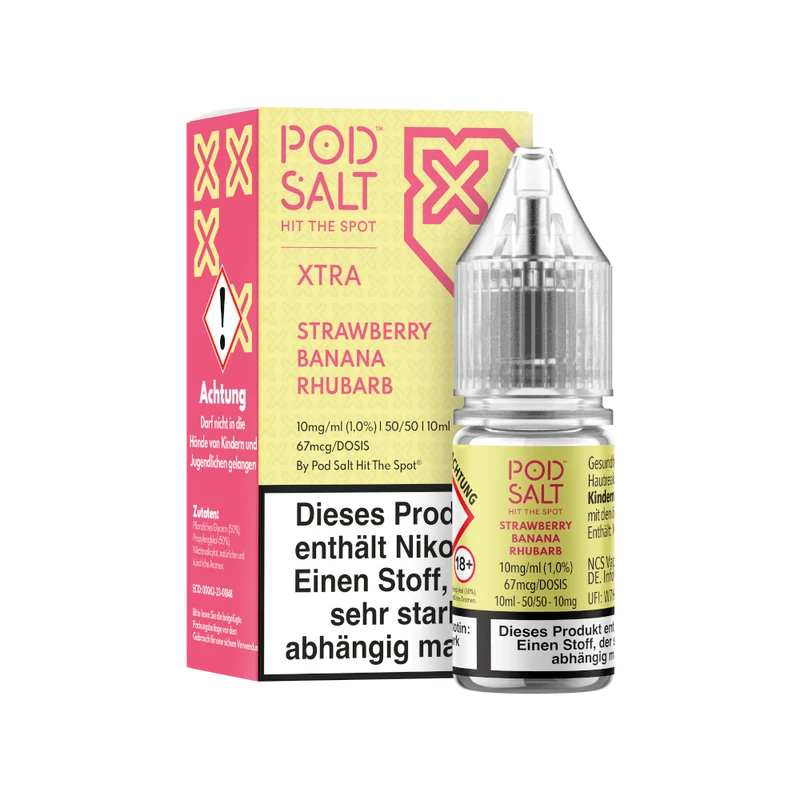 Pod Salt X Nikotinsalz Liquid – Strawberry Banana Rhubarb – 10ml E-Liquid