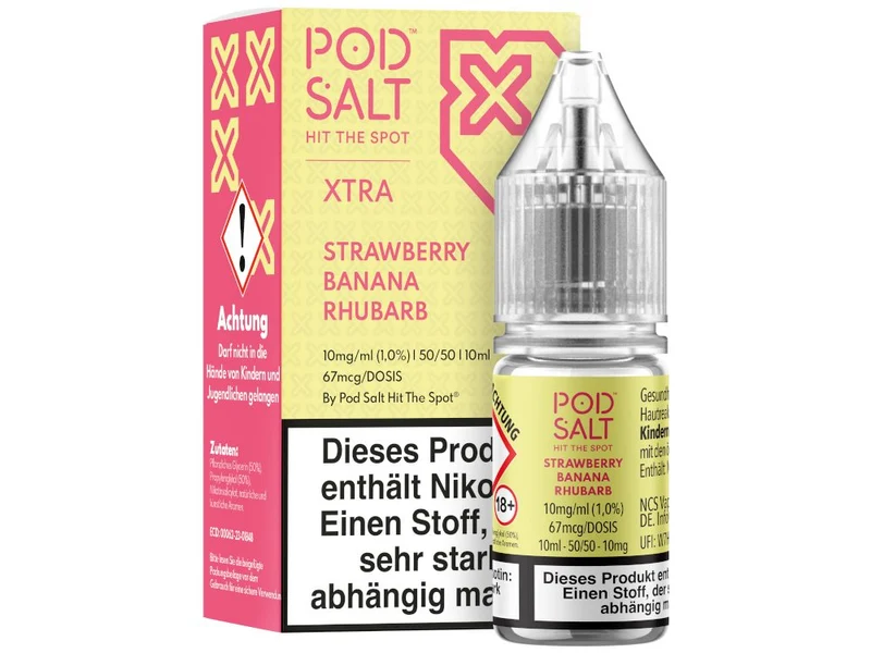 Pod Salt X Nikotinsalz Liquid – Strawberry Banana Rhubarb – 10ml E-Liquid