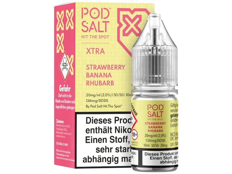 Pod Salt X Nikotinsalz Liquid – Strawberry Banana Rhubarb – 10ml E-Liquid